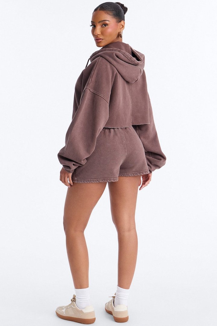 On The Go Washed Short Set - Chocolate