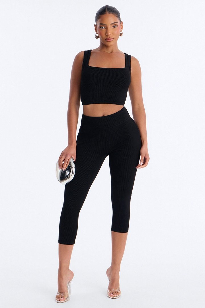 Milana Snatched Capri Pant Set - Black