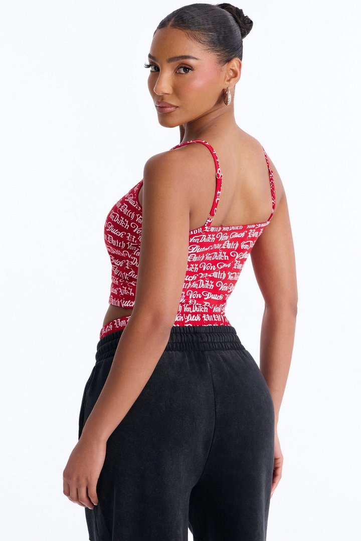Von Dutch All Over Logo Micro Tank - Red