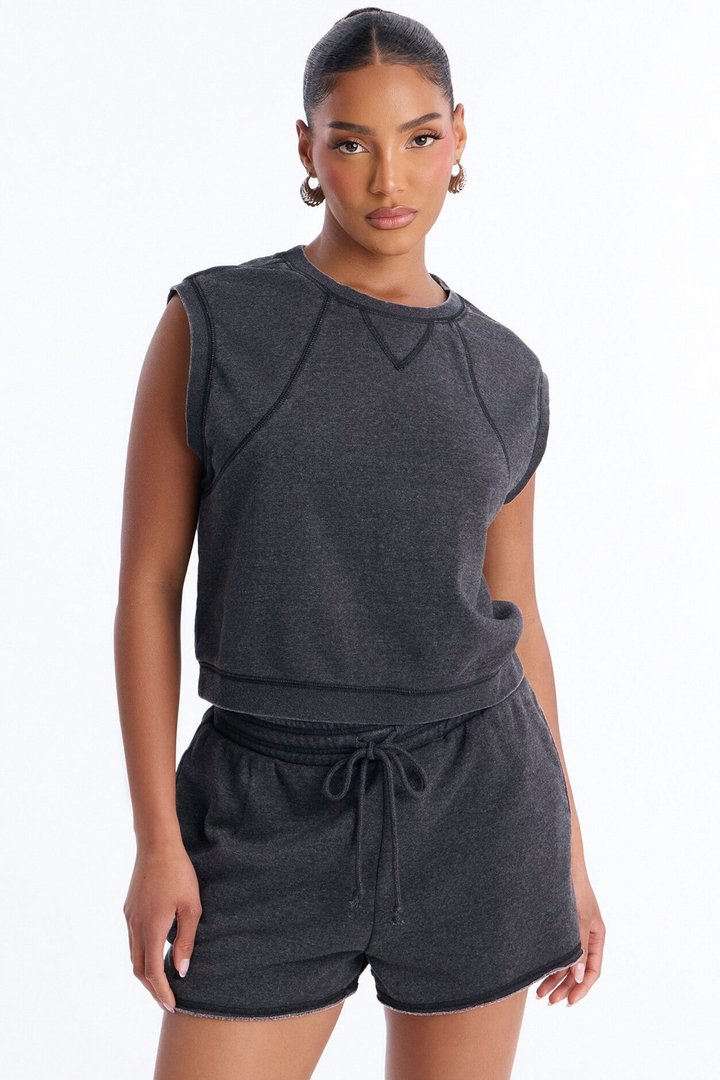 Bree Casual Sweatshort Set - Black