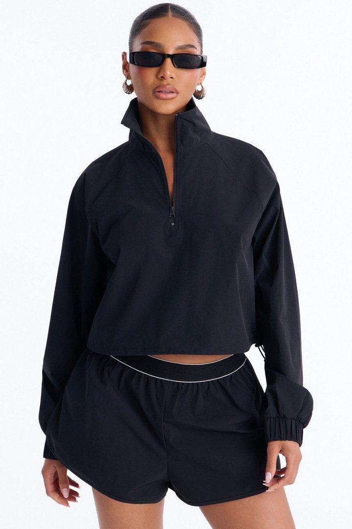 Alora Windbreaker Lounge Quarter Zip - Black