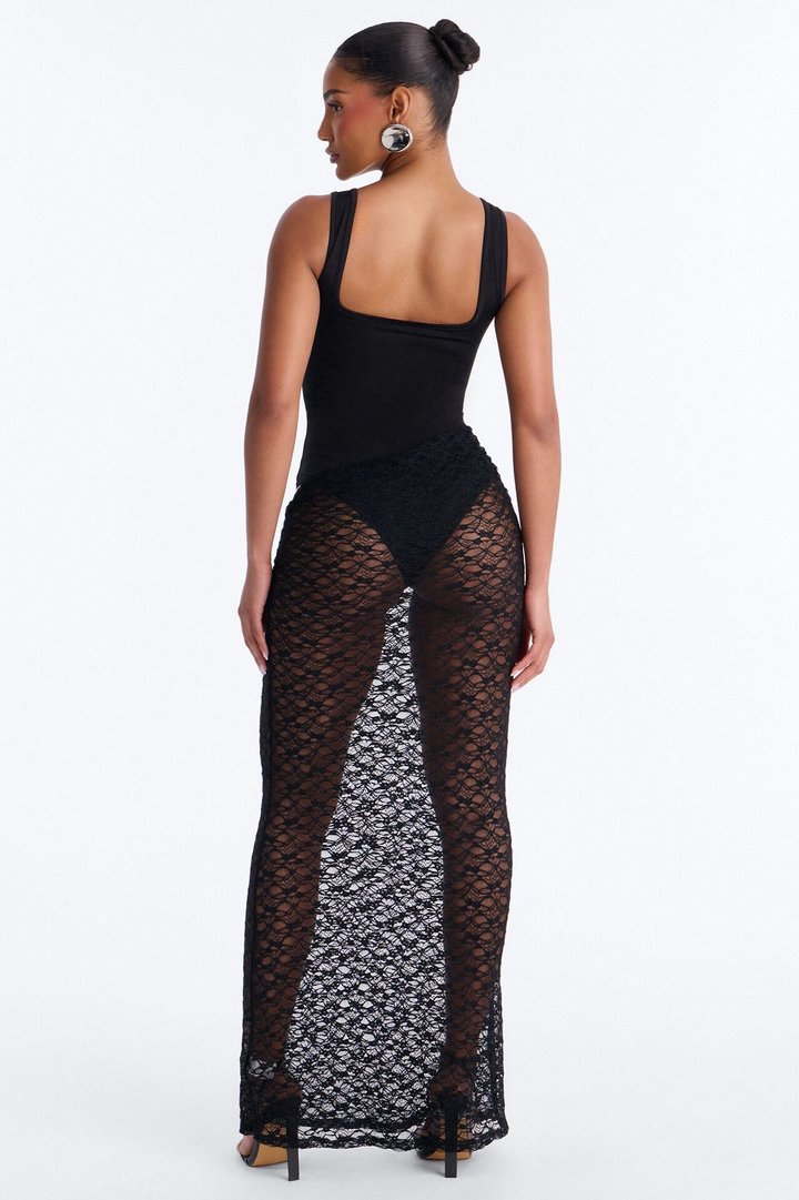 Alyx Sheer Lace Maxi Dress - Black