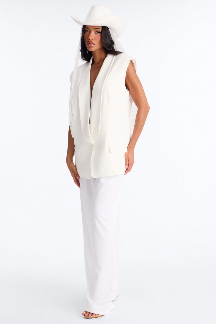 A Girl In White Cowboy Hat - White