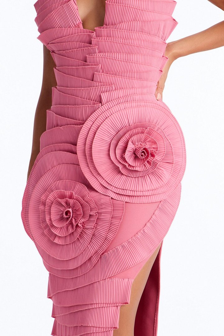 Rose Haze Bandage Maxi Dress - Pink