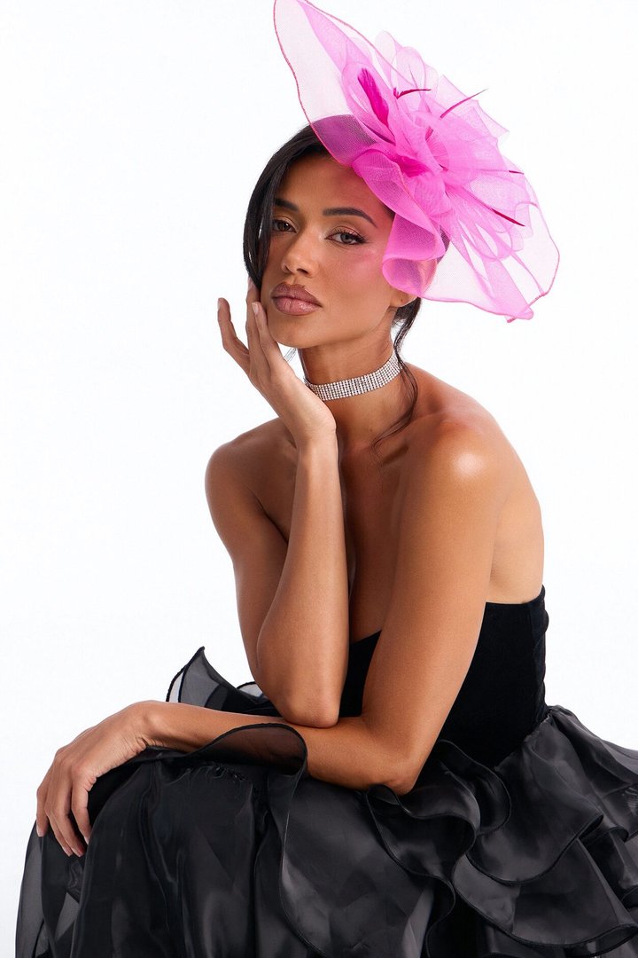 Royal Track Fascinator - Hot Pink
