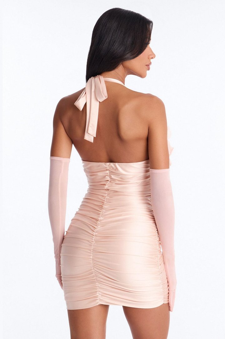 Jasmine Ruffle Ruched Mini Dress - Blush