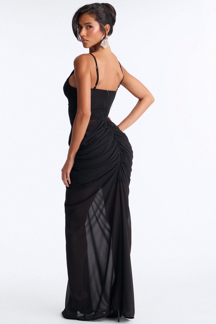 No Apologies Corset Maxi Dress - Black