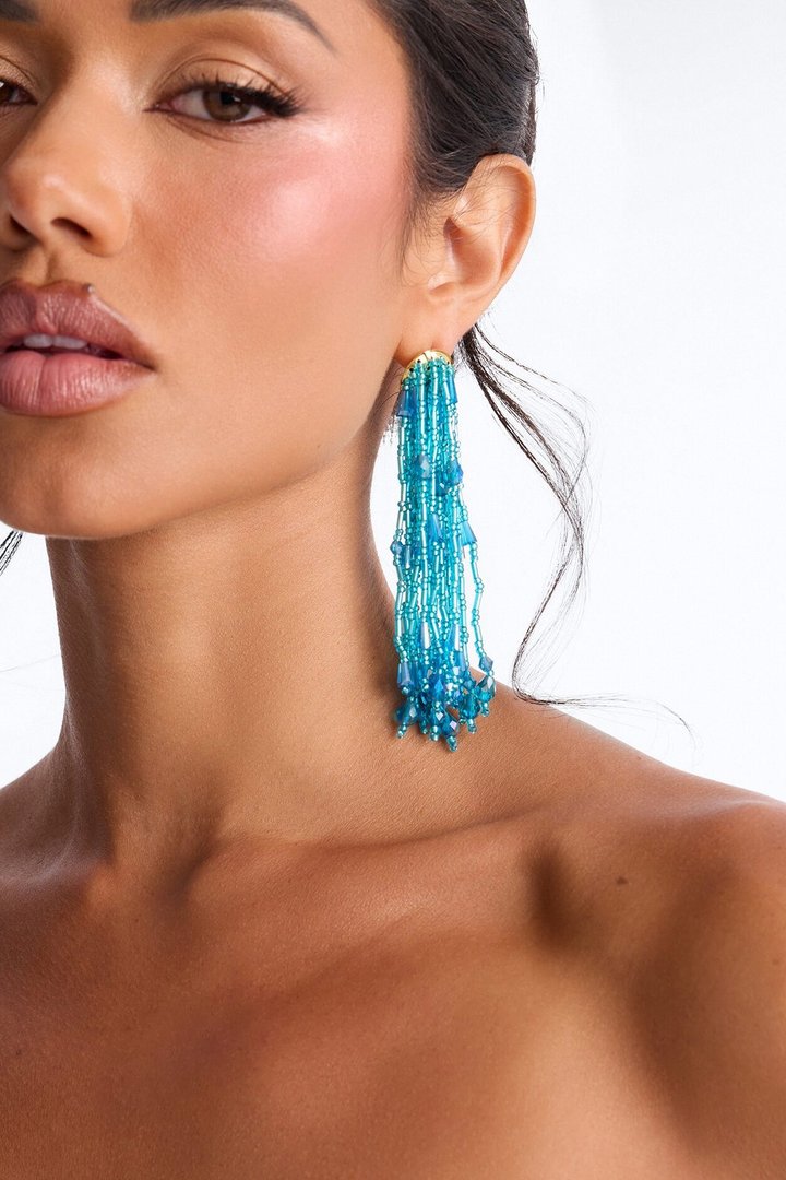 Beach Blossom Drop Earrings - Blue