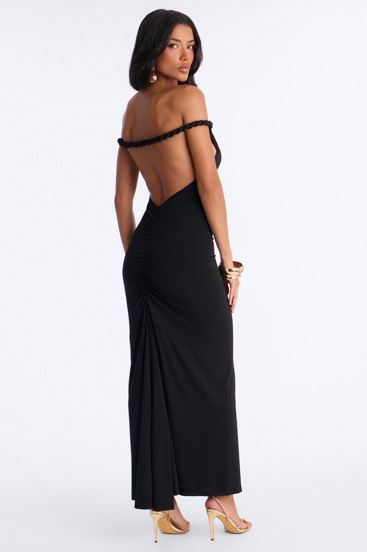Forbidden Paradise Backless Maxi Dress - Black