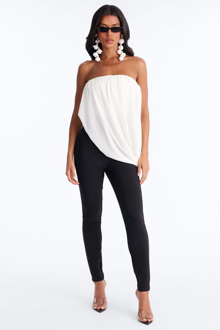 Briana Draped Skinny Leg Jumpsuit - Black/White