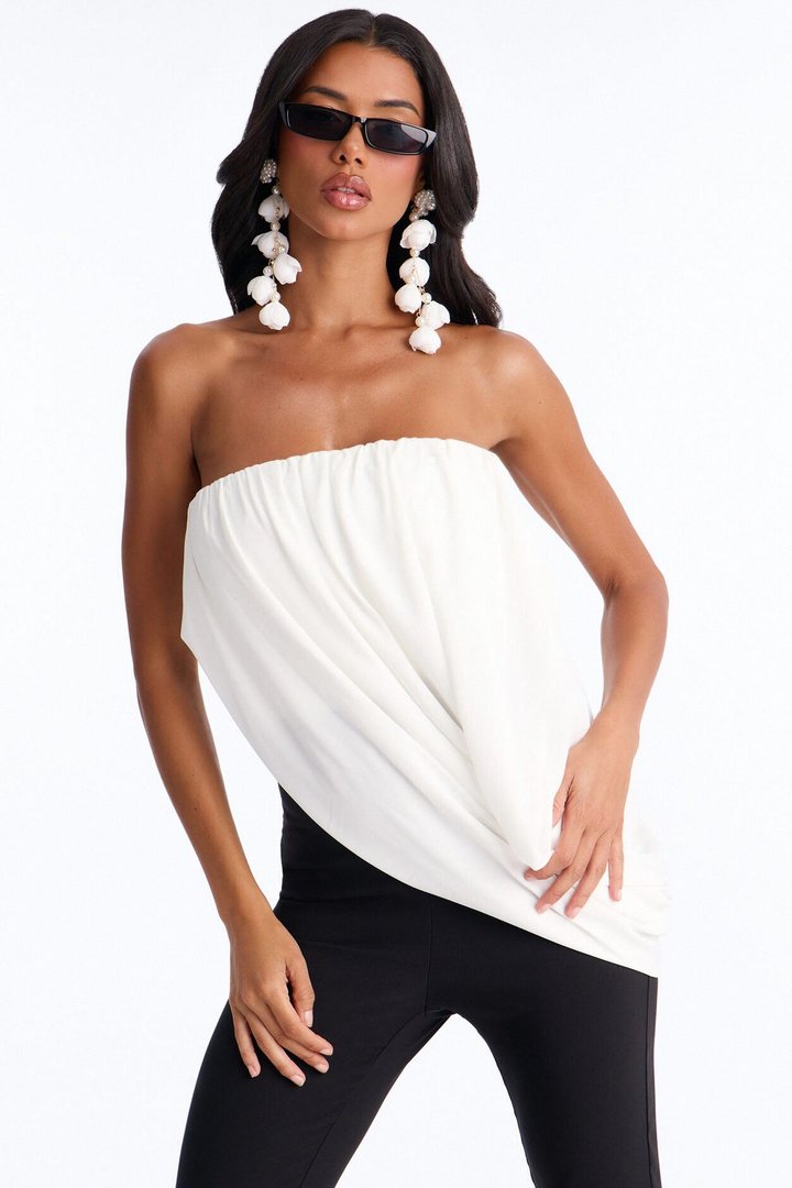 Briana Draped Skinny Leg Jumpsuit - Black/White
