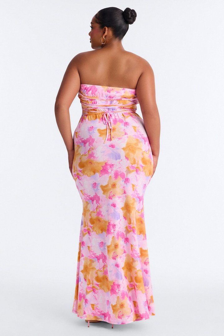 Stepping Out Strapless Maxi Dress - Pink/combo