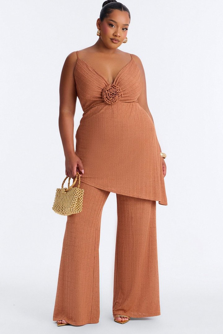 Fiona Draped Wide Leg Jumpsuit - Bronze
