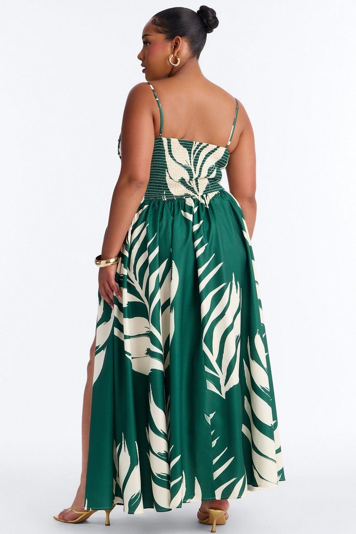 Fresh Breeze Linen Maxi Dress - Green/combo