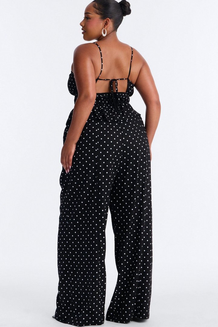 Riley Linen Polka Dot Pant Set - Black/White
