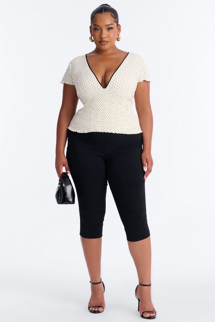 Marie Polka Dot Short Sleeve Smocked Top - White/combo