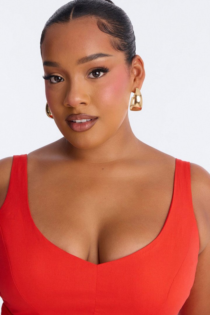 Sweetheart Peplum Babydoll Top - Orange