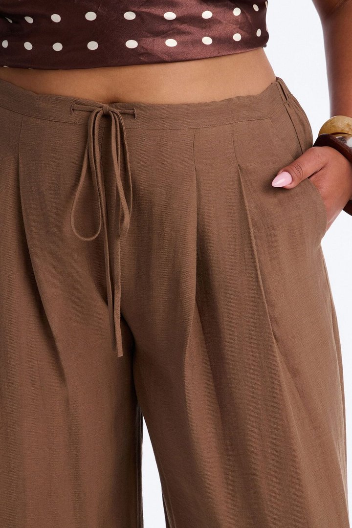 Run The City Linen Wide Leg Pants 33″ - Mocha