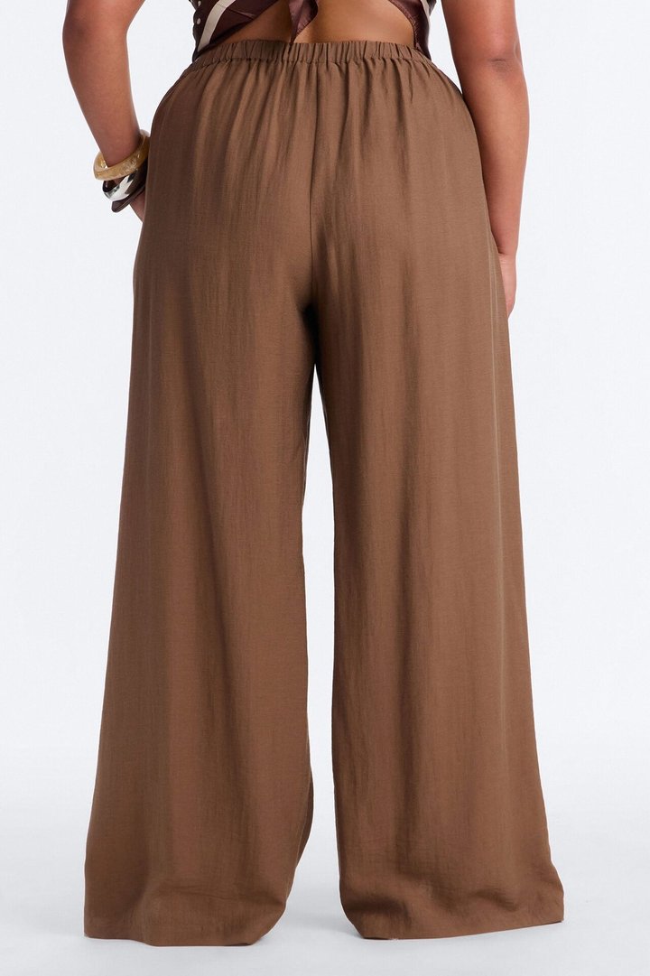 Run The City Linen Wide Leg Pants 33″ - Mocha