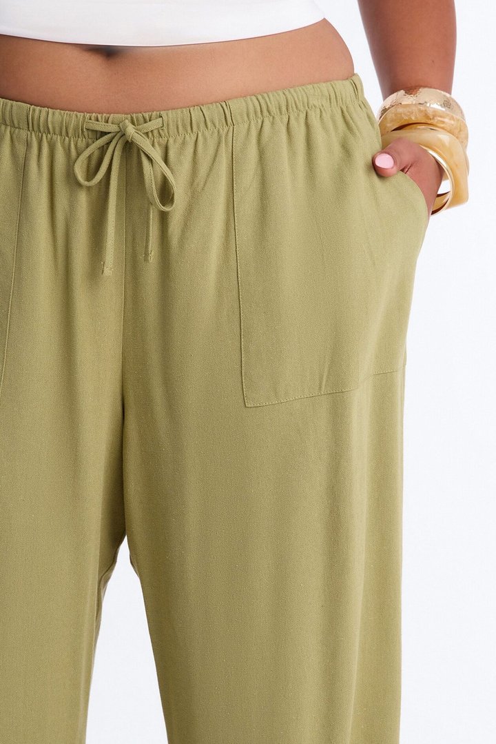 Seaside Soiree Wide Leg Linen Pant - Olive