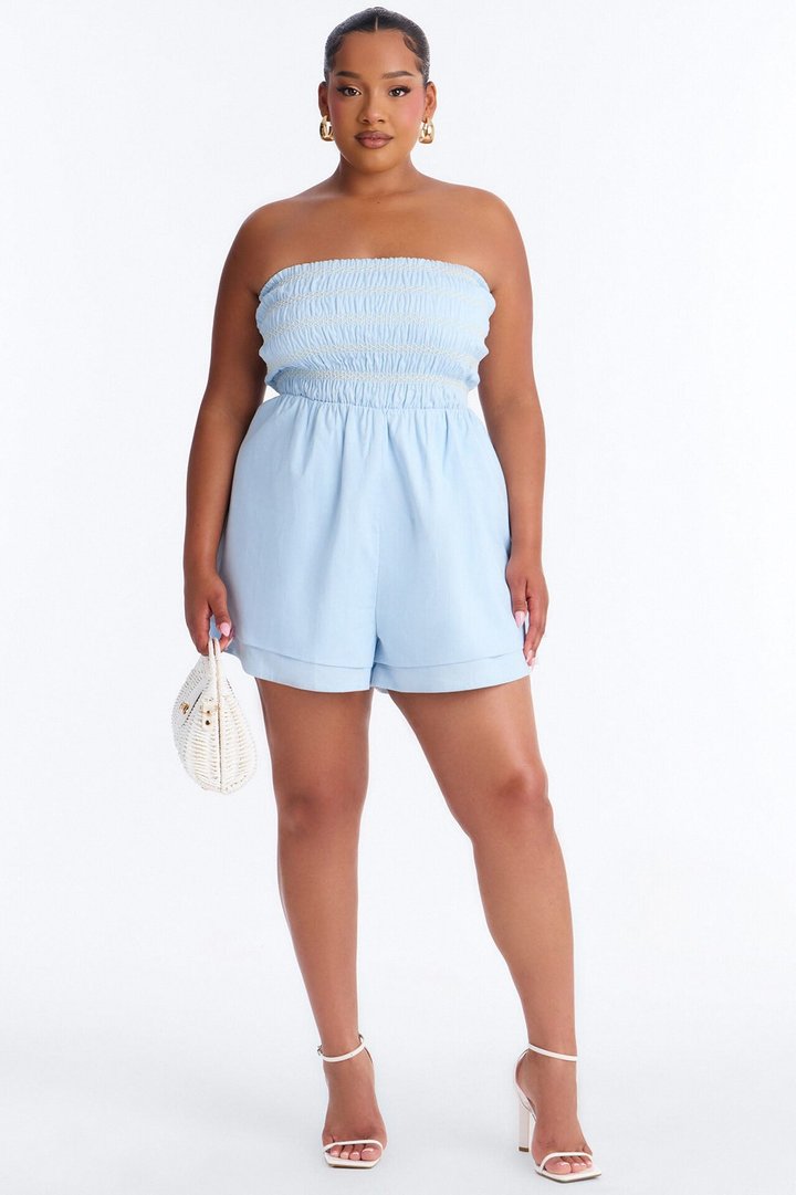 Chantel Strapless Romper - Light Blue