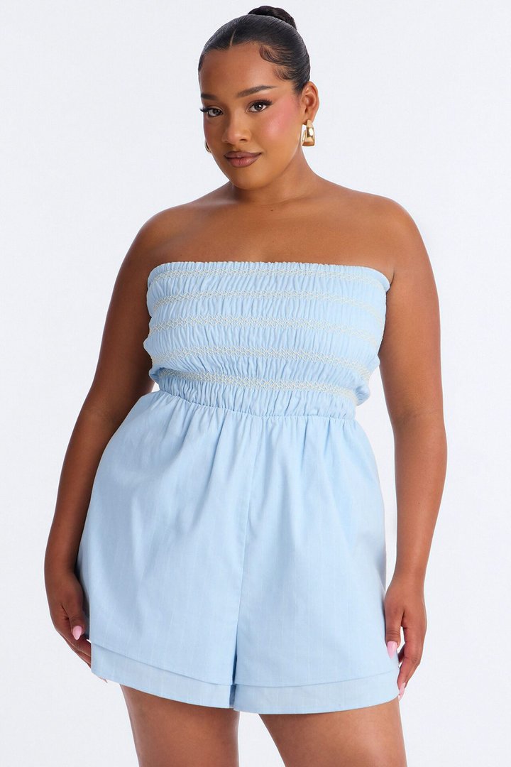 Chantel Strapless Romper - Light Blue
