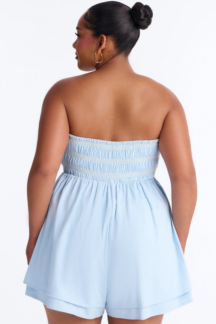 Chantel Strapless Romper - Light Blue