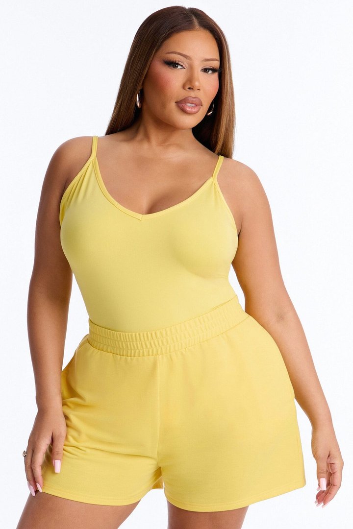 Anna Bodysuit And Short Set - Yellow