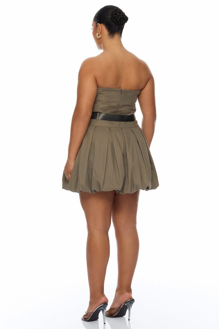 Morgan Belted Cargo Bubble Mini Dress - Olive
