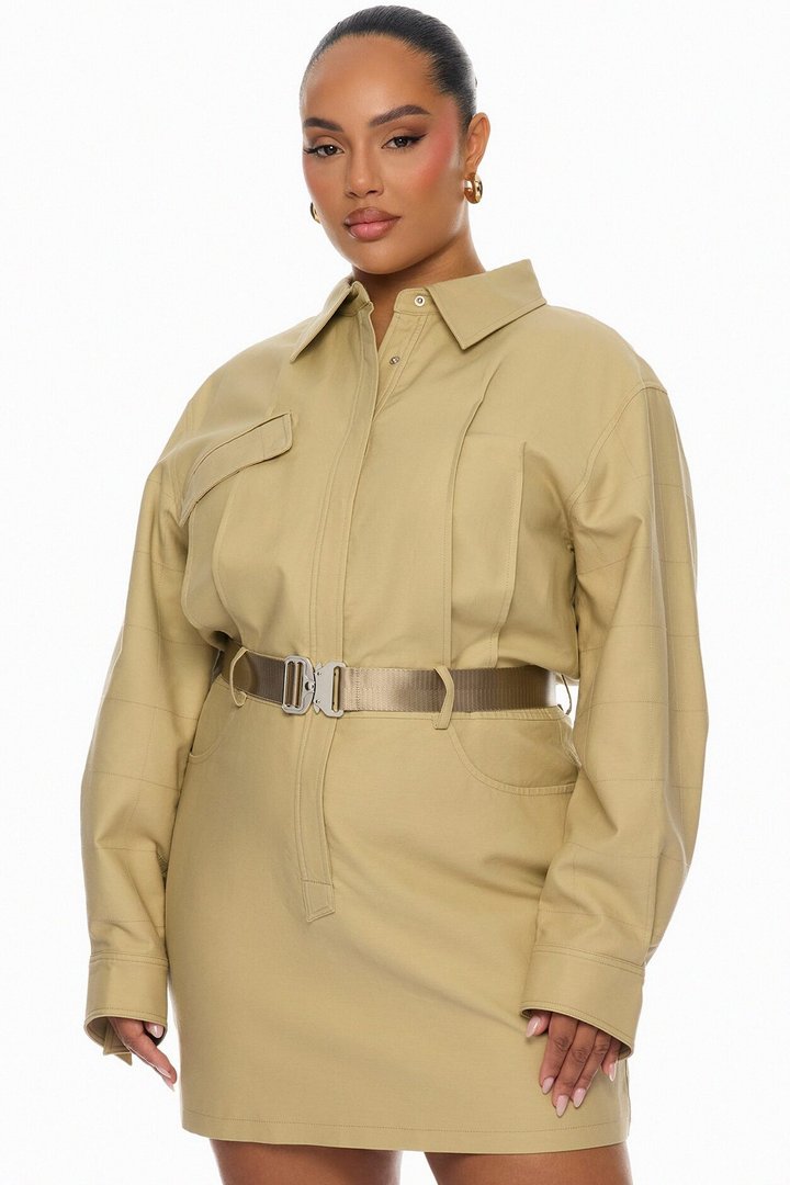 Morgan Belted Cargo Mini Dress - Taupe