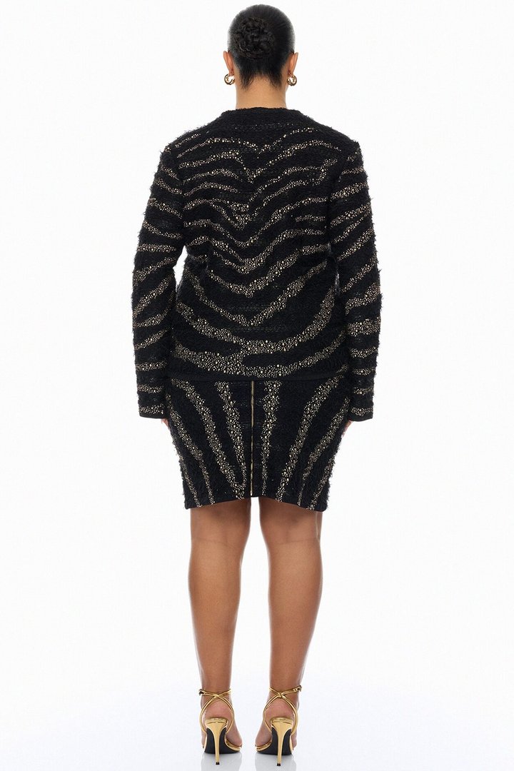 Meagan Embellished Tweed Jacket - Black