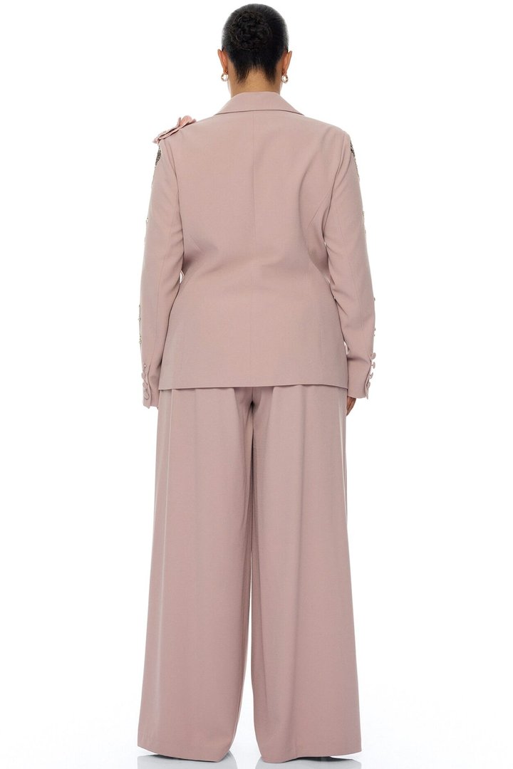 Indie Embellished Blazer Pant Set - Mauve