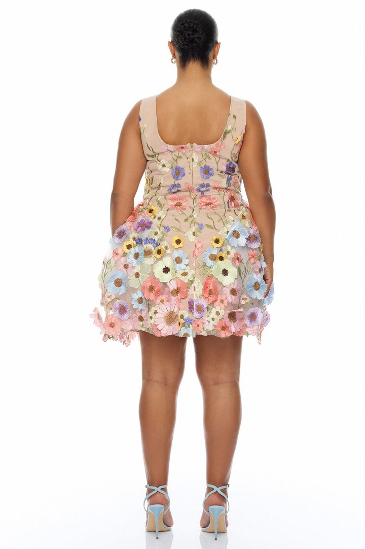 Wildflower Way Embroidered Mesh Mini Dress - Multi Color
