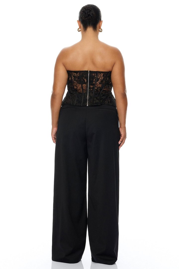Brenda Lace Corset Pant Set - Black