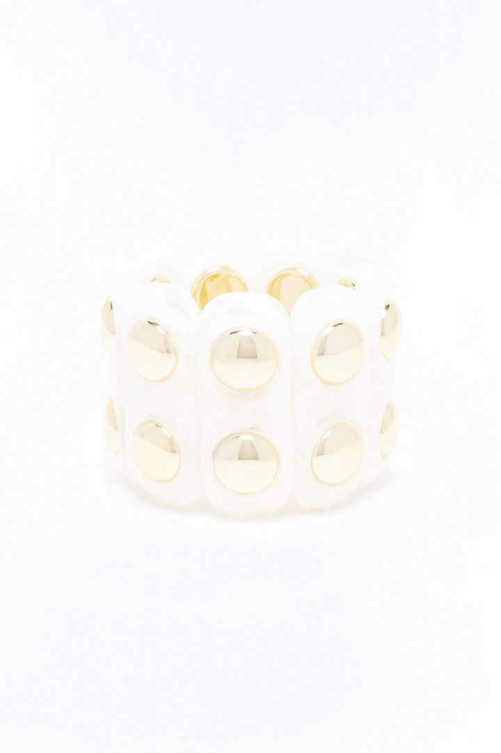 Always Right Studded Acrylic Stretch Bracelet - White/combo