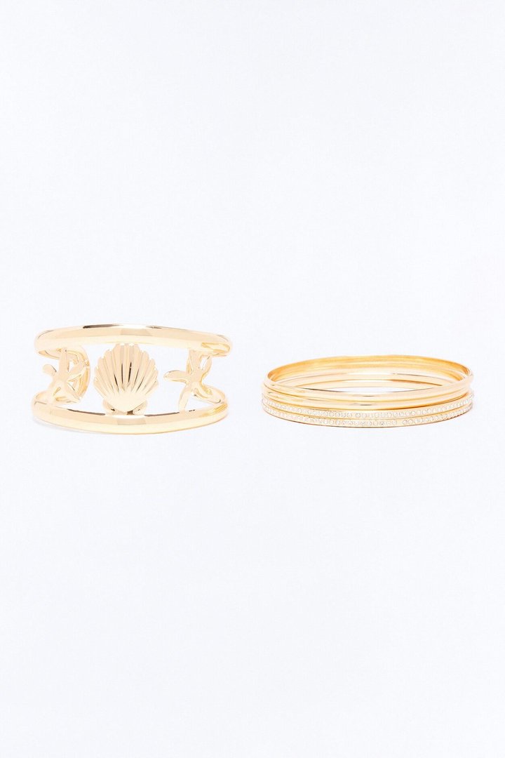 Caribbean Getaway 5 Piece Bracelet Set - Gold