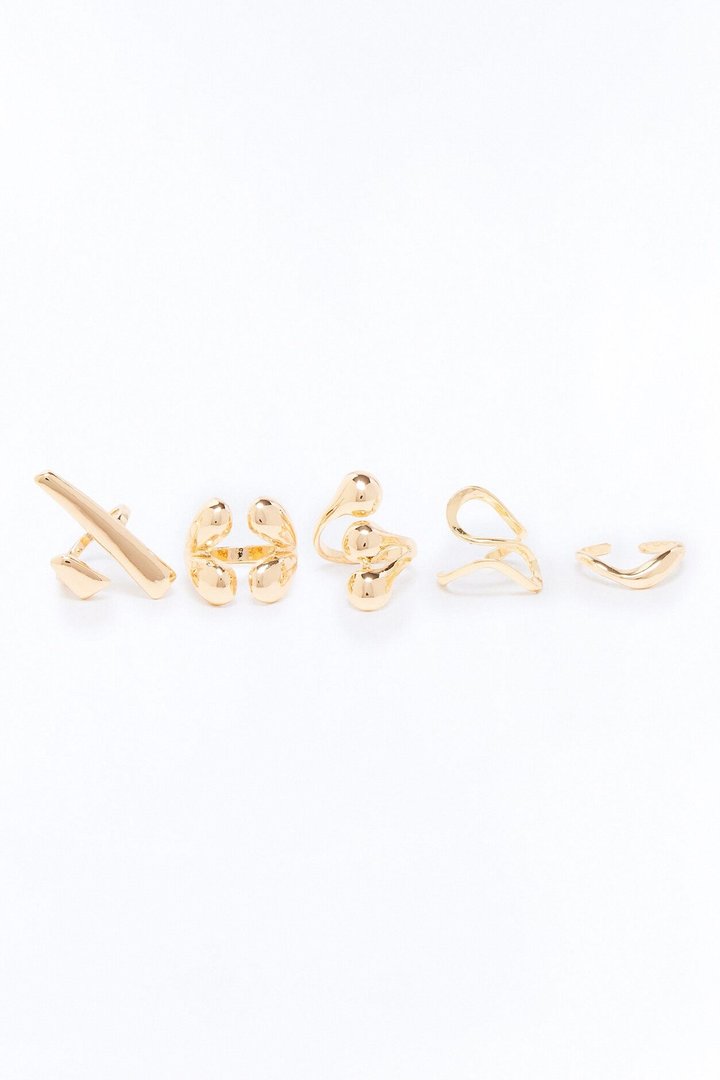 Nothing Matters Abstract 5 Piece Ring Set - Gold