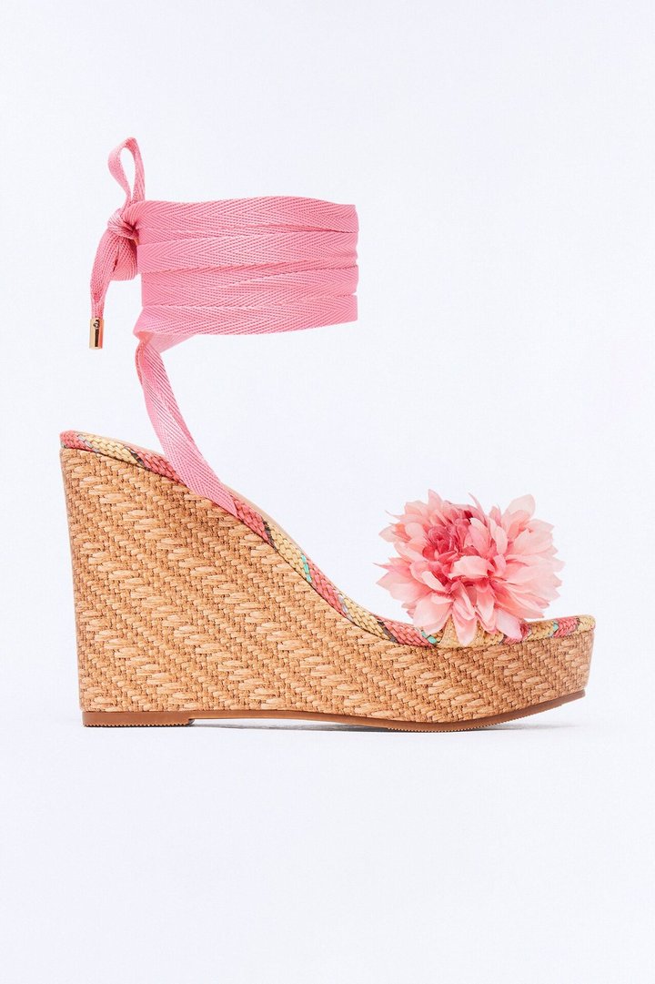 Lomie Flower Wrap Up Wedges - Pink