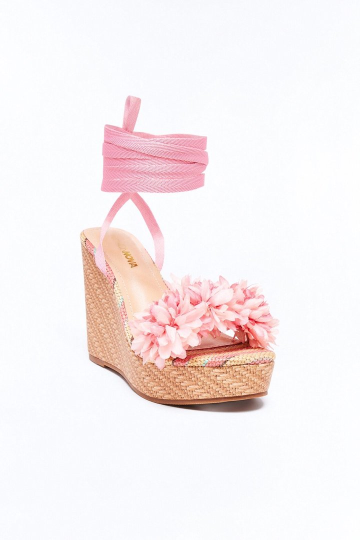 Lomie Flower Wrap Up Wedges - Pink
