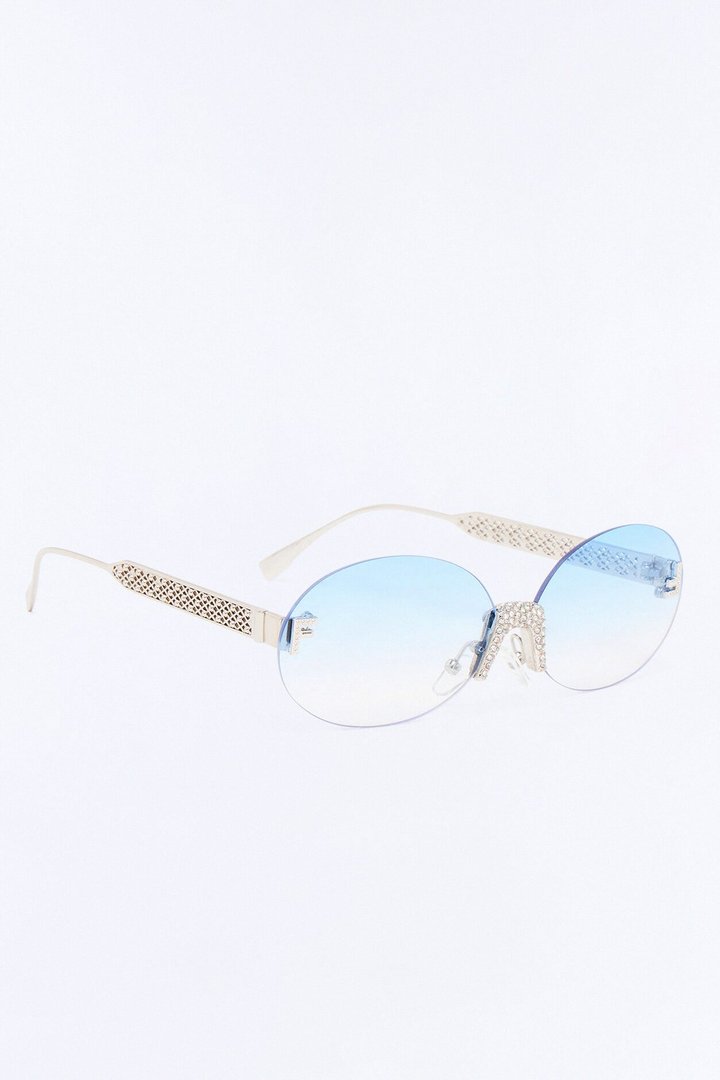 Aurora Crystal Sunglasses - Silver/Blue