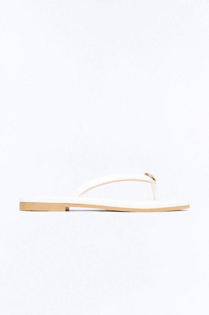 Kacee Stud Flip Flops - White