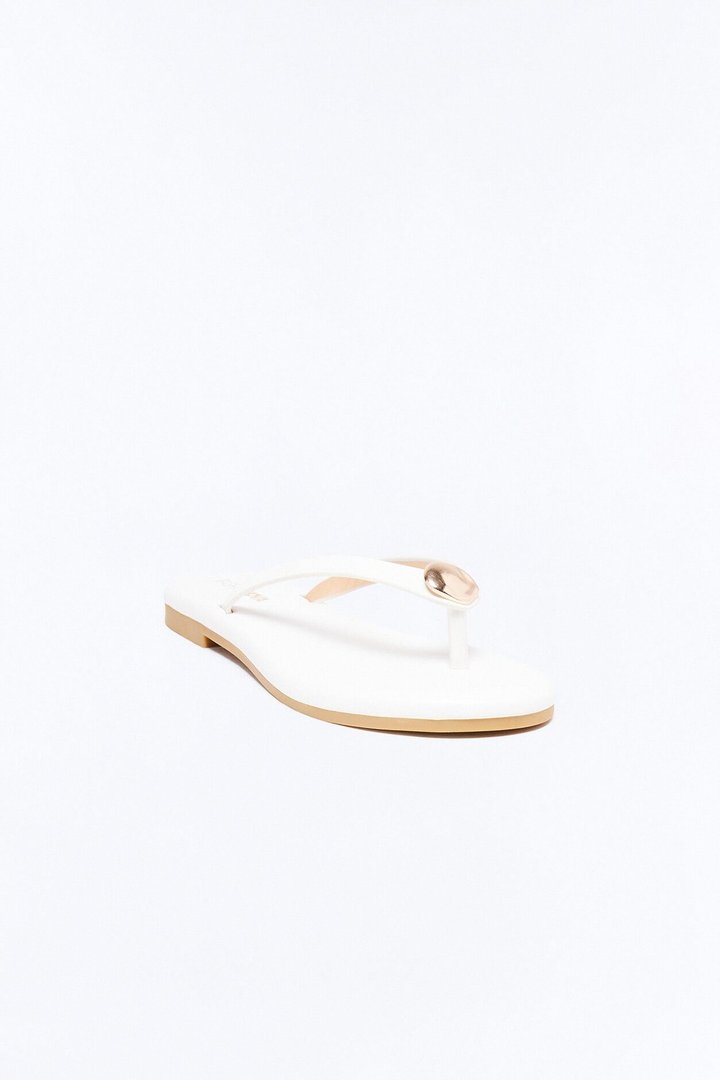Kacee Stud Flip Flops - White