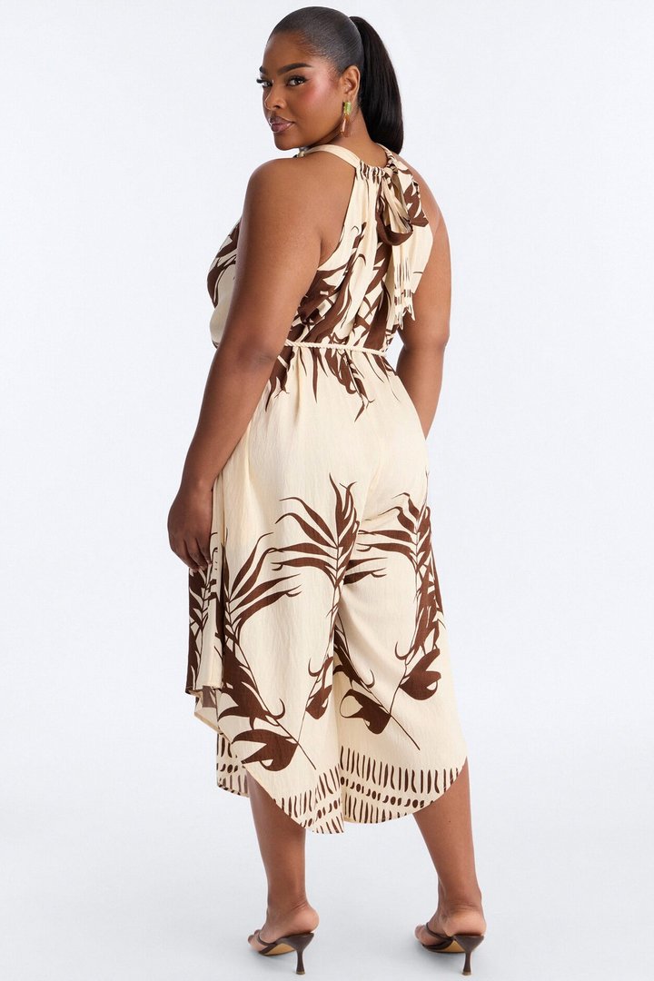 Island Hours Beaded Jumpsuit - Brown
