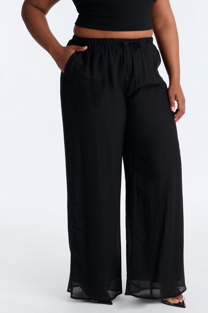Vacay Babe Textured Wide Leg Pant - Black
