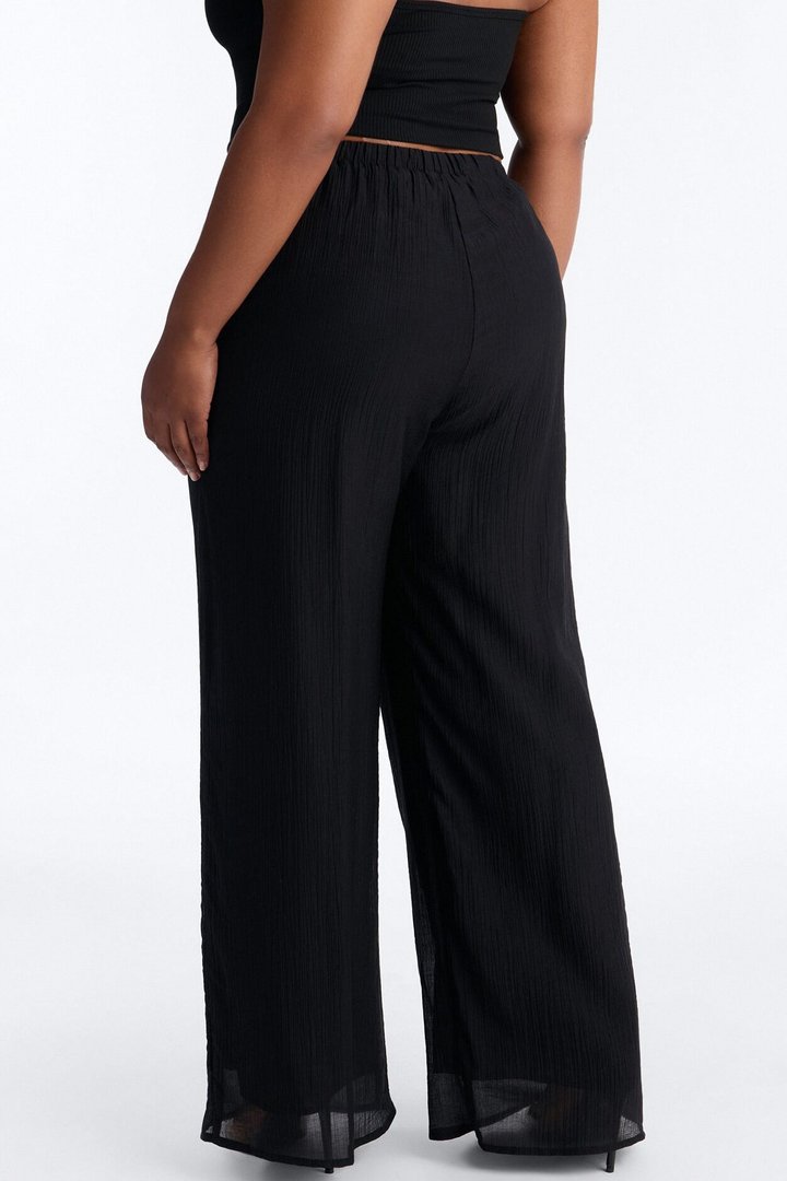 Vacay Babe Textured Wide Leg Pant - Black