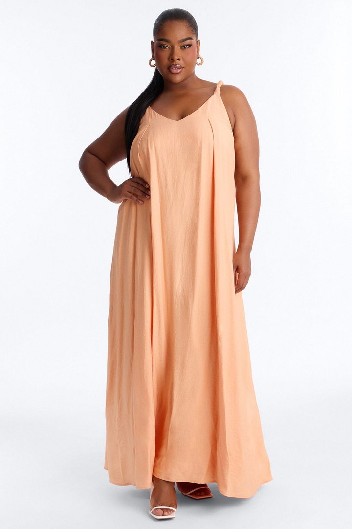 Belia Linen Maxi Dress - Orange