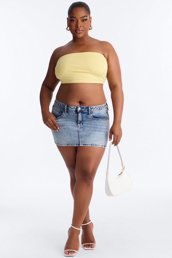 Masha Double Lined Ribbed Tube Top - Butter Yellow