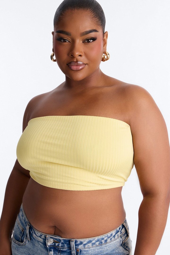 Masha Double Lined Ribbed Tube Top - Butter Yellow