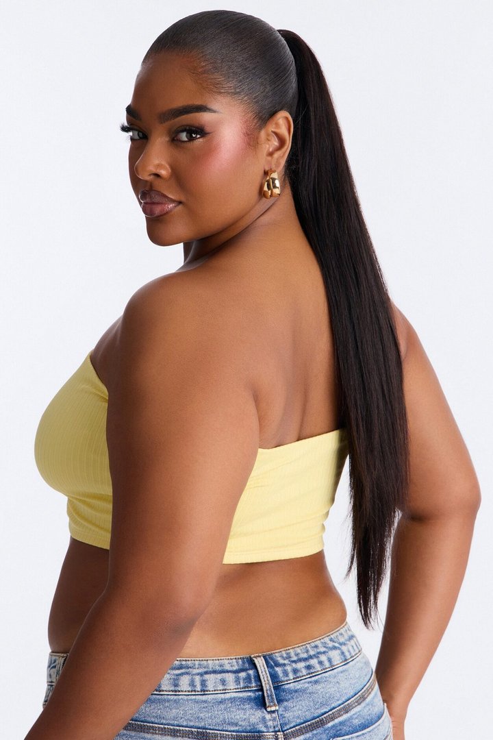 Masha Double Lined Ribbed Tube Top - Butter Yellow