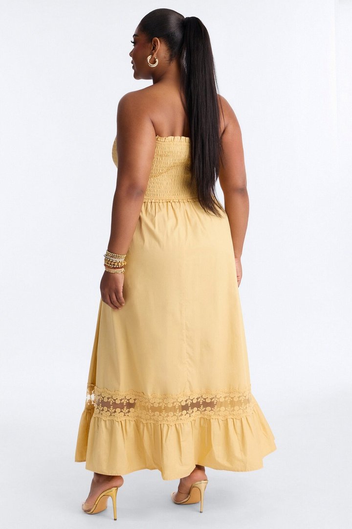 Keira Strapless Maxi Dress - Butter Yellow